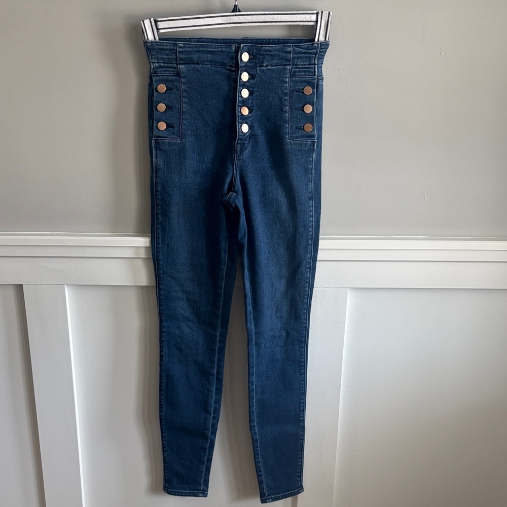 J Brand Natasha Sky High Skinny Button-Up Jeans in Moxie
